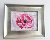 Poppy Flower with details / Pink flower paintings / Original Acrilic painting / Decoration flowers / Floral decor wall art / Gifts for you
